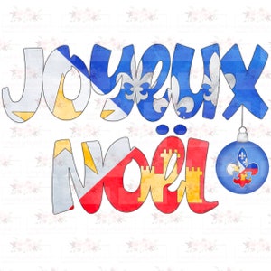Riempimento bandiera Acadian Joyeux Noel / Louisiana / Natale Cajun / Disegnato a mano / PNG / Sublimazione / Download istantaneo / Acadiana