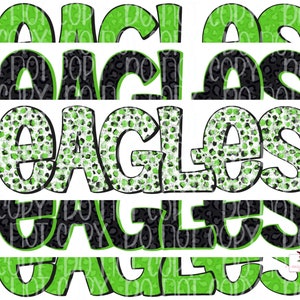Eagles Digital Design | Lime Green and Black Eagle Mascot | Stacked cheetah tie dye & leopard | Digital Download | Hand Drawn | PNG |