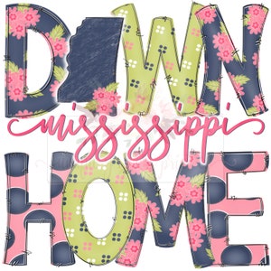 Down Home Mississippi floral doodle | State Pride digital design | Hand drawn | instant digital Design download | Sublimation | PNG