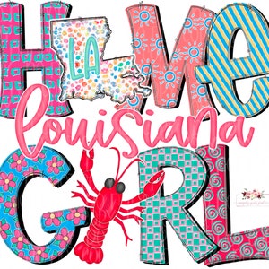 Home Girl Louisiana with Crawfish | Louisiana State Pride digital design | Hand drawn | instant digital Design download | Sublimation | PNG