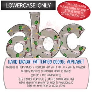 Mallard Ducks Lowercase Alpha Set / Dibujado a mano / PNG / Sublimación / Descarga digital /