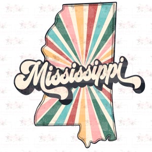 Mississippi state digital design download | Hand drawn | Sublimation | PNG | retro boho starburst pattern