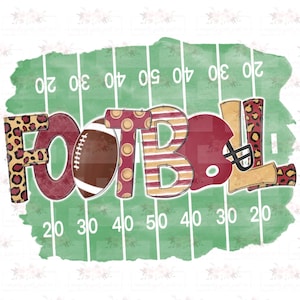 Football Bourgogne et Or sur le terrain Digital Design | Dessiné à la main | PNG | Sublimation | Téléchargement numérique |