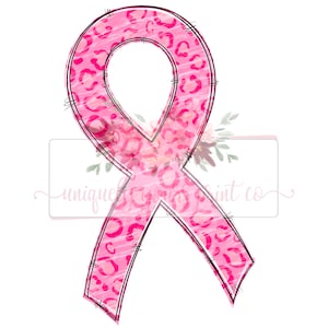 Pink Leopard Awareness Ribbon l Digital Design | Instant Download | PNG | Sublimation| Breast Cancer Awareness | Hand drawn | Survivor