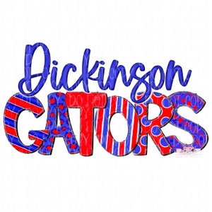 Dickinson Gators digital Design | Royal Blue & Red | Hand drawn | PNG | Sublimation | instant Download