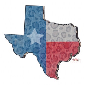 Leopard Flag State of Texas digital design download | Lonestar state | Texas design | Hand drawn | PNG | Sublimation | Digital design