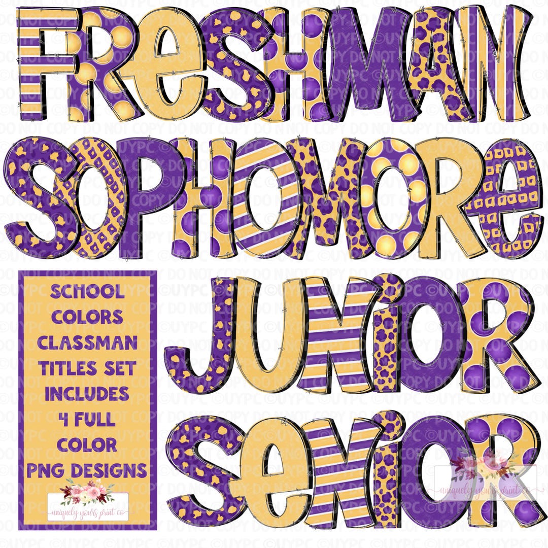 Purple and Yellow Class Man Digital Design Bundle | Senior, Junior ...