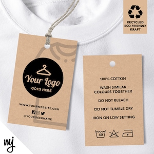 Custom printed kraft clothing swing tags cards | Eco friendly recyclable  | T-shirt design