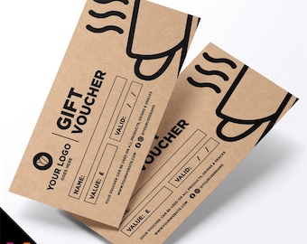 Custom printed kraft gift vouchers | Eco-friendly recycled | Coffee Shop Restaurant Cafe Drinks Food Barista Beans 1