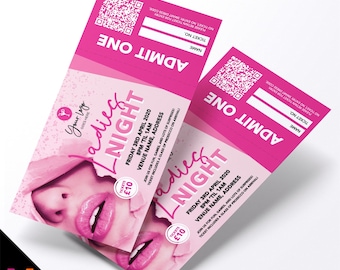 Custom ladies night event tickets | Perforated stubs | Pink lady pub female party