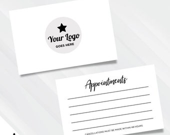 Custom appointment card printing | plain white design | add your logo