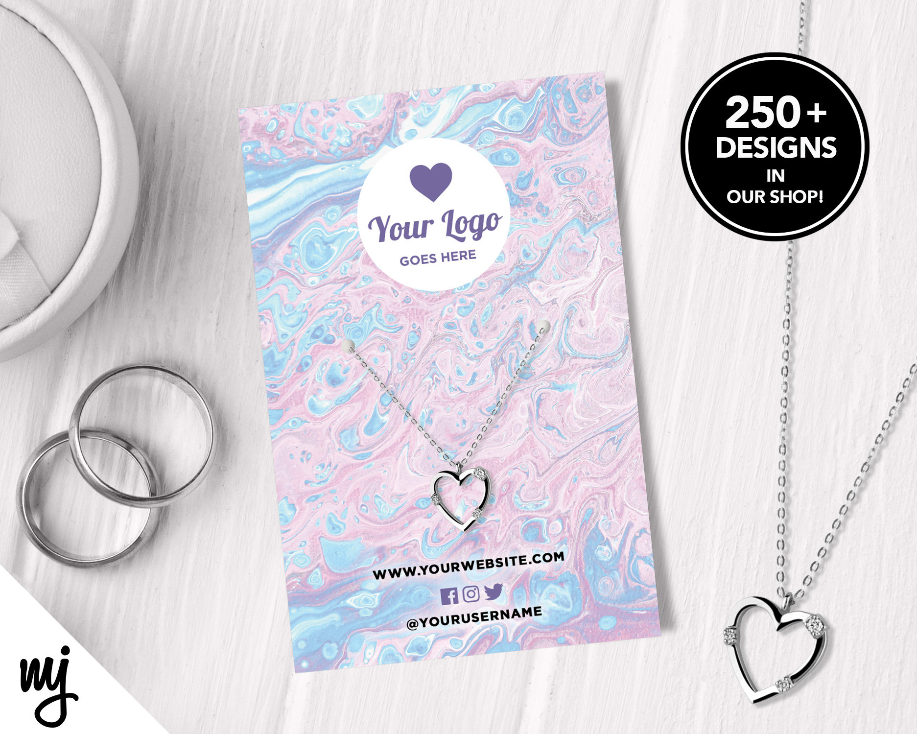 Custom jewellery backing card printing A7 size Pink purple Etsy