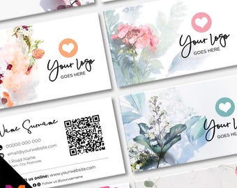 Custom Business Card Printing | Floral flowers feminine cute pink purple orange blue roses flower elegant generic businesses
