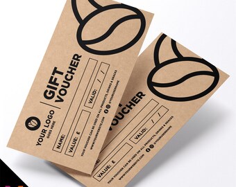 Custom printed kraft gift vouchers | Eco-friendly recycled | Coffee Shop Restaurant Cafe Drinks Food Barista Beans 2