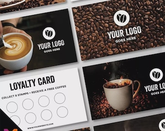Custom printed loyalty reward cards | Coffee shop cafe barista bistro restaurant kiosk drinks hot mug cup takeaway businesses