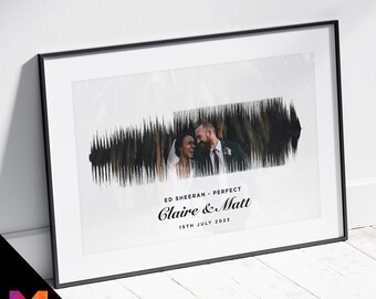 Personalised Photo Sound Wave Print | Wedding Anniversary Birthday Gift Present Music Memory Date