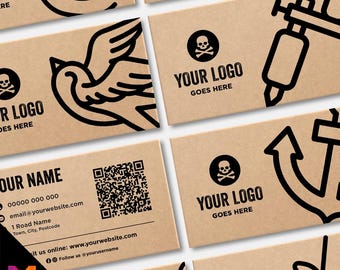 Custom Kraft Business Card Printing | Tattoo studio artist piercing piercer body art jewellery tats ink inked businesses parlour salon