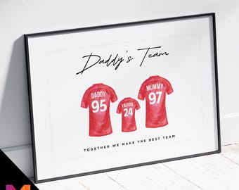 Personalised Football Team Shirt Family Print | Any Teams Colour Gift Present Birthday Christmas Wedding 2