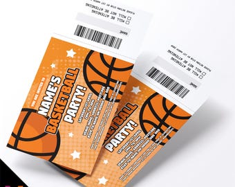 Personalised basketball party Invitations Invites sports | Perforated stubs