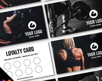 Custom printed loyalty reward cards | Gym workout personal trainer training muscle weight lifting lift weight businesses