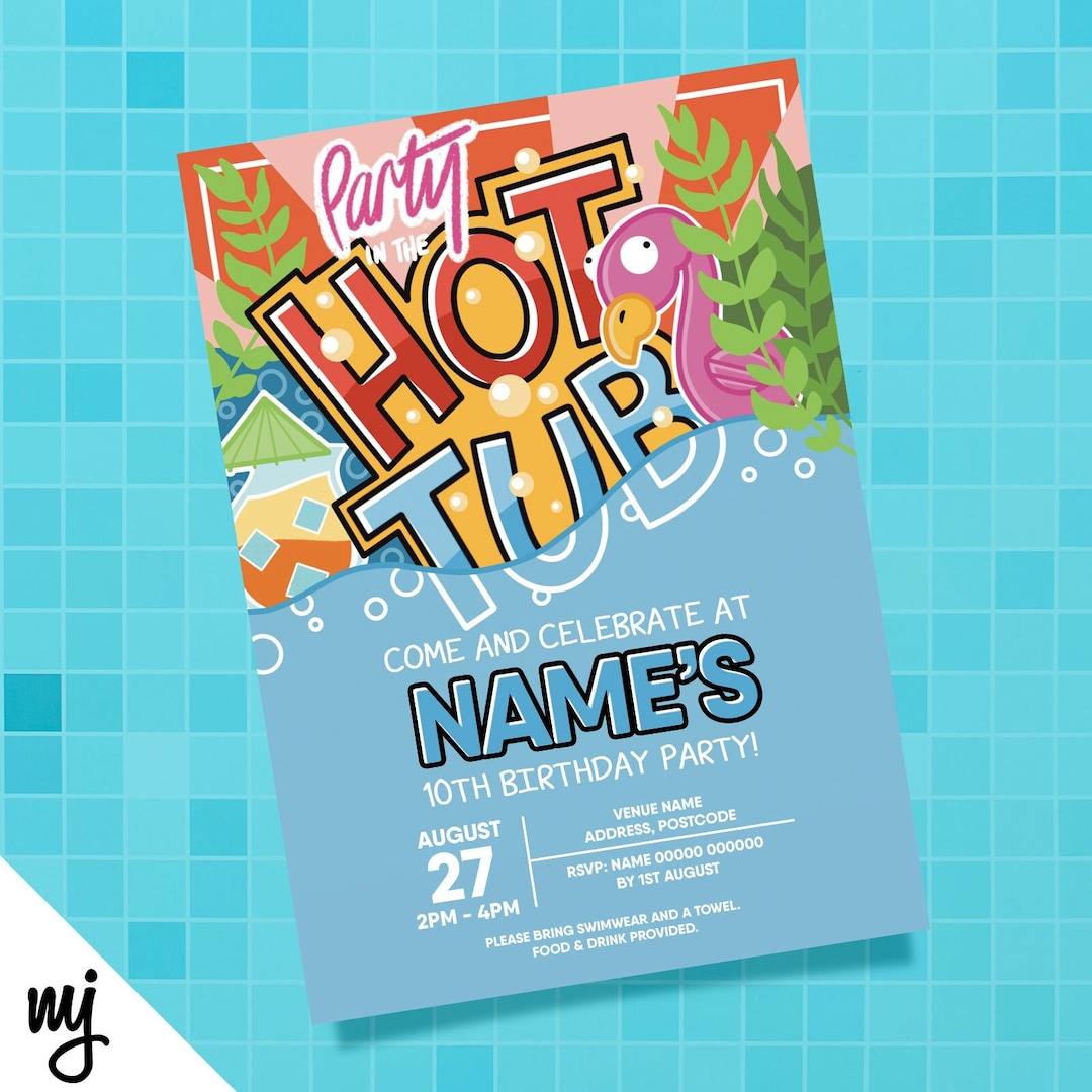 Personalised Hot Tub Pool Party Style Invitations Any Info - Etsy