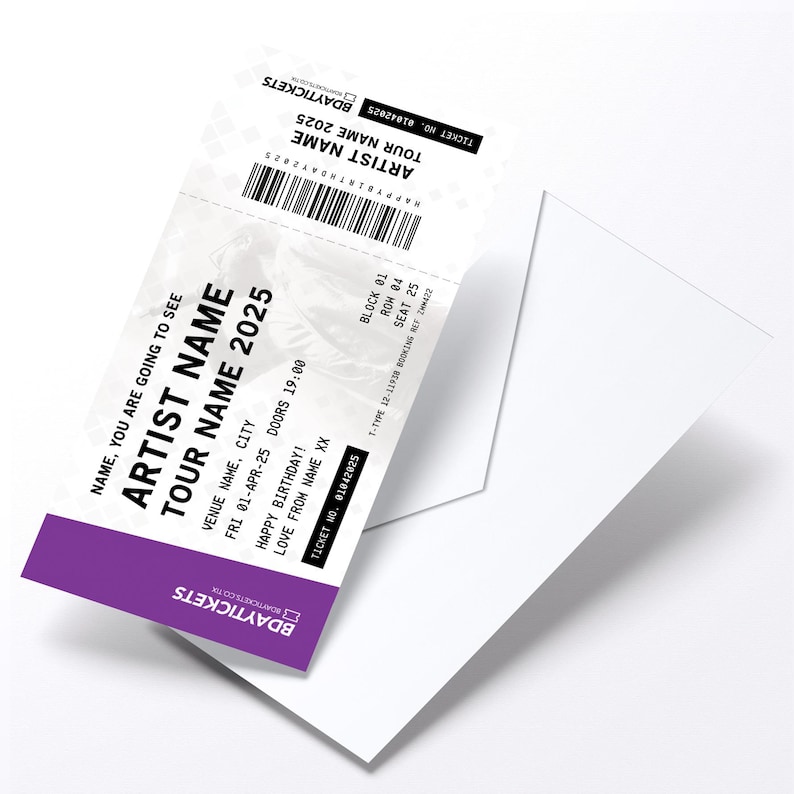 Personalised mock gig/concert ticket Birthday / Christmas gift | Any artist/band/show! image 8