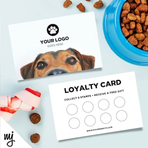 Custom printed loyalty cards | Pet supplies / pet sitter sitting walking business / Dog design 1