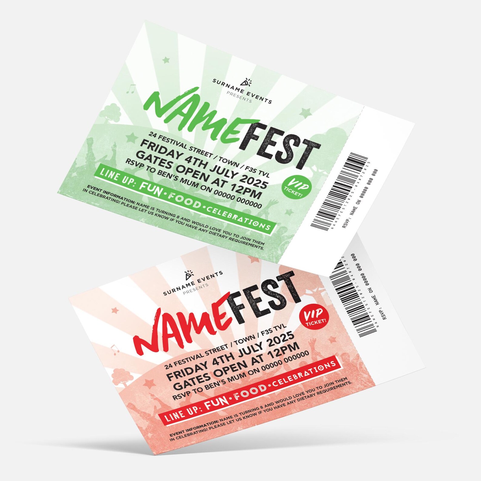 Simple Rave Style Ticket Invites Personalised Festival Ticket Style Invitations Invites - Etsy UK