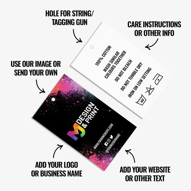 Custom printed clothing swing tags cards | Marble black modern style design afbeelding 2