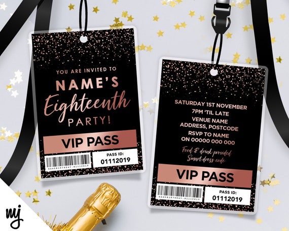 Personalised 18th Birthday Style Vip Pass Lanyards Rose Etsy Hong Kong