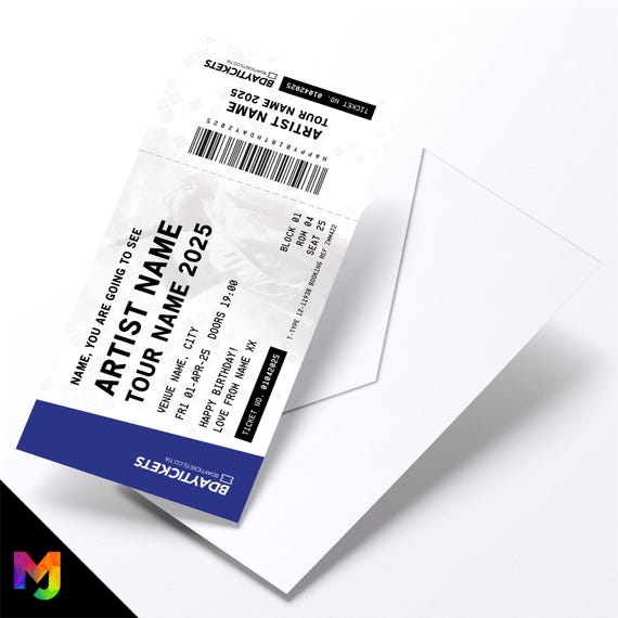 Personalised mock gig/concert ticket Birthday / Christmas gift | Any artist/band/show!