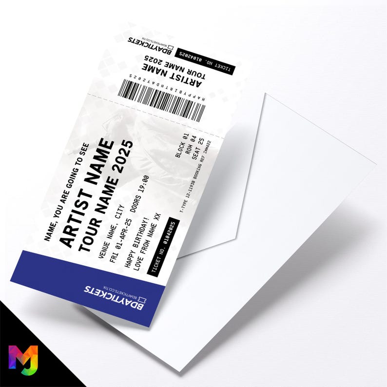 Personalised mock gig/concert ticket Birthday / Christmas gift | Any artist/band/show! image 1