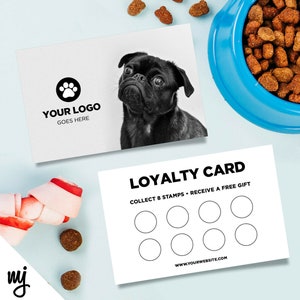 Custom printed loyalty cards | Pet supplies / pet sitter sitting walking business / Dog design 3