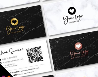 Custom Business Card Printing | Marble design white black rose gold blue pink shiny elegant modern generic businesses