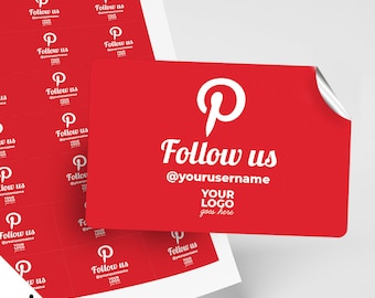 Custom follow us on pintrest rectangle sticker printing | add your logo!