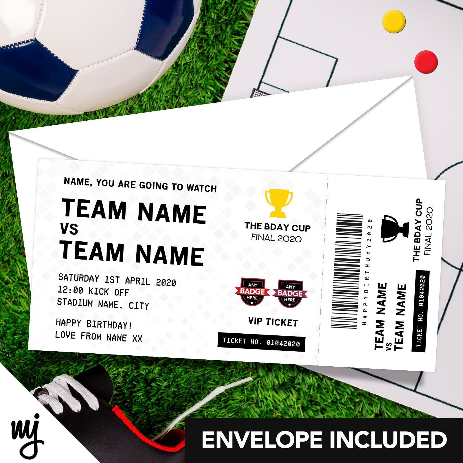 Personalised Mock Football Match Ticket Birthday / Christmas Etsy UK