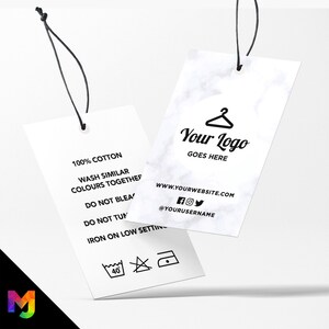 Custom printed clothing swing tags cards | Marble black modern style design afbeelding 1