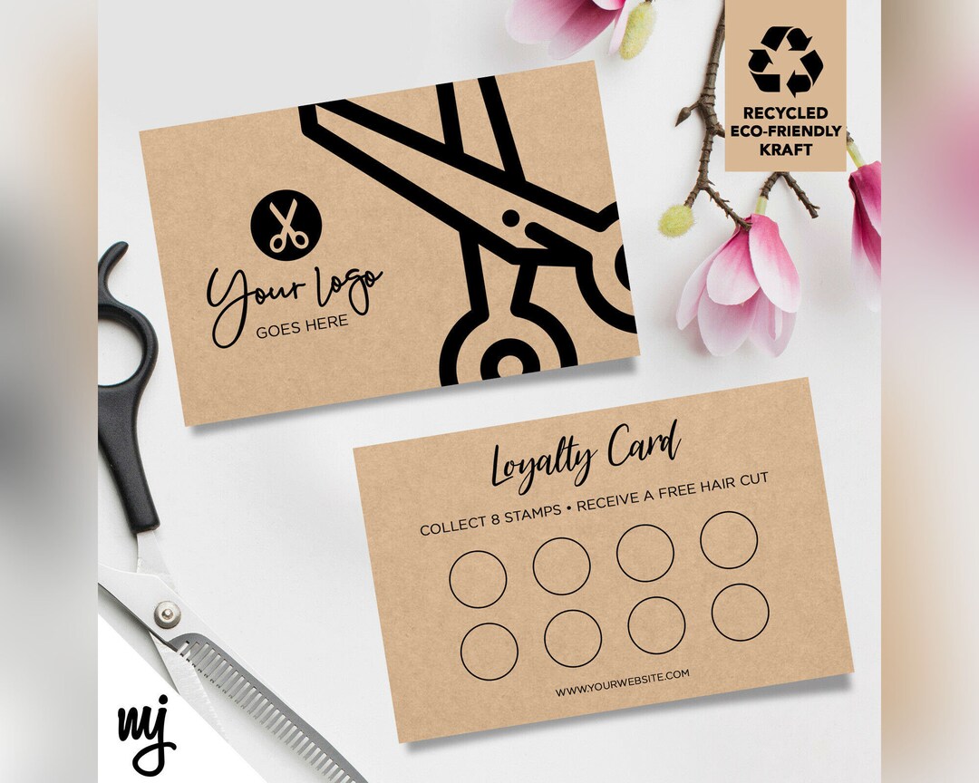 Custom Printed Kraft Loyalty Cards Hair Salon / Hairdresser