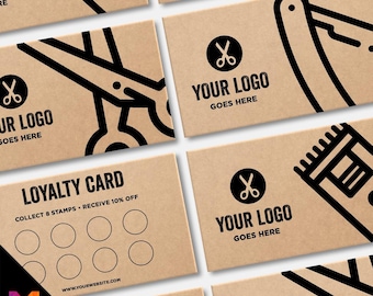 Custom printed kraft loyalty reward cards | Barber hairdresser stylist skin fade grooming male barbers barbering cut businesses