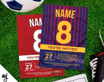 Personalised football shirt style invitations + thank you cards | Any colours!