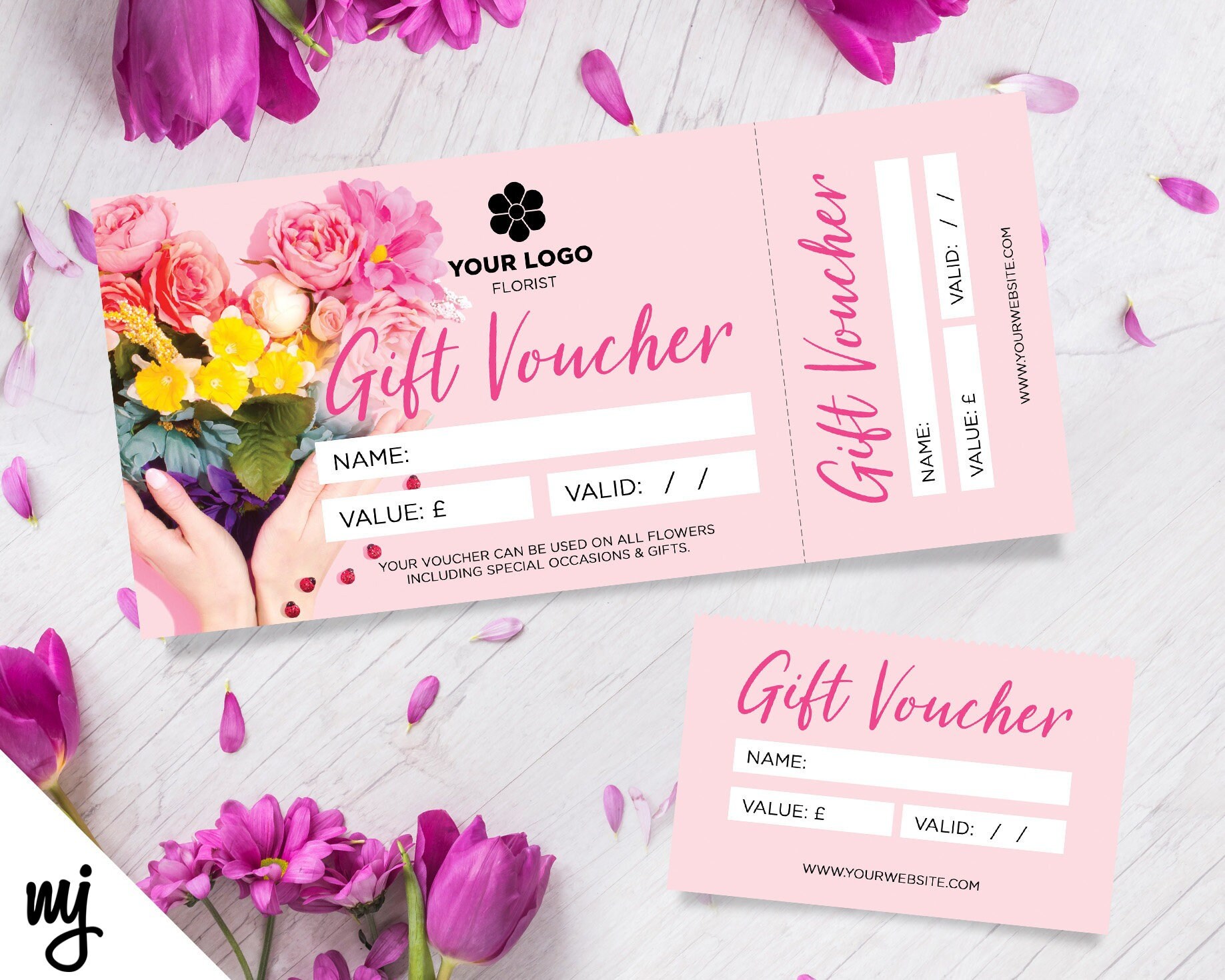 Custom printed gift vouchers Perforated stubs Florist Etsy