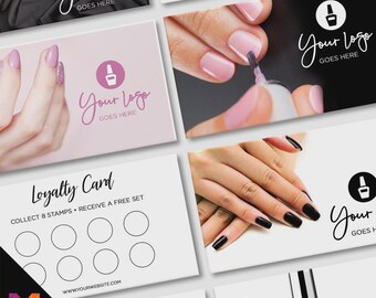 Custom printed loyalty reward cards | Nail artist beautician nails beauty art female hands businesses