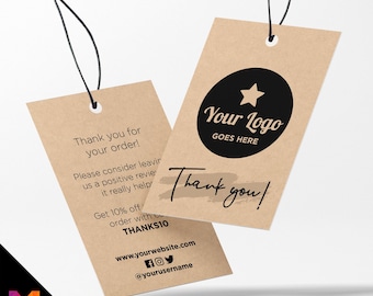 Custom printed kraft thank you swing tags cards | Eco friendly recyclable
