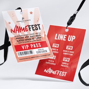 Vip Pass Invites Personalised Festival VIP Pass Lanyard Invitation Invites – Music ...