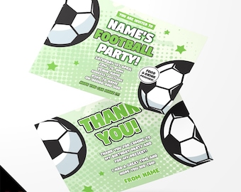 Personalised football soccer / sports party style Invitations Invites & thank you cards