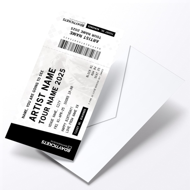 Personalised mock gig/concert ticket Birthday / Christmas gift | Any artist/band/show! image 6
