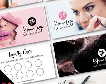 Custom printed loyalty reward cards | Make up artist MUA beautician stylist PMU girls makeup lash lips brushes businesses