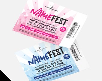 Personalised festival ticket style Invitations Invites