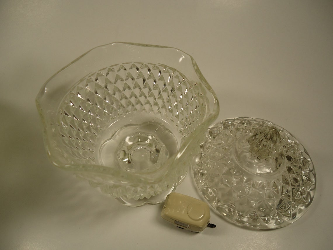 Small Hobnail Pedestal Diamond Point Design Clear Glass Bowl Etsy