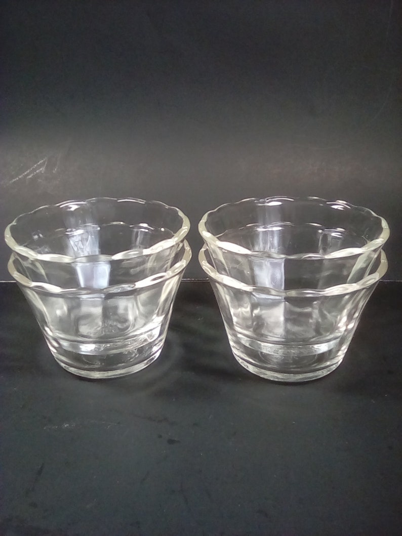 4 Fire King Clear Glass Desert Bowls Etsy